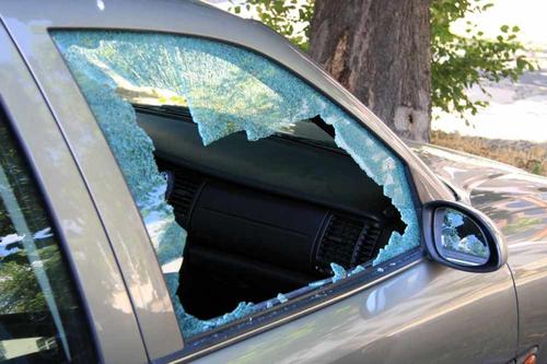 shattered window of car